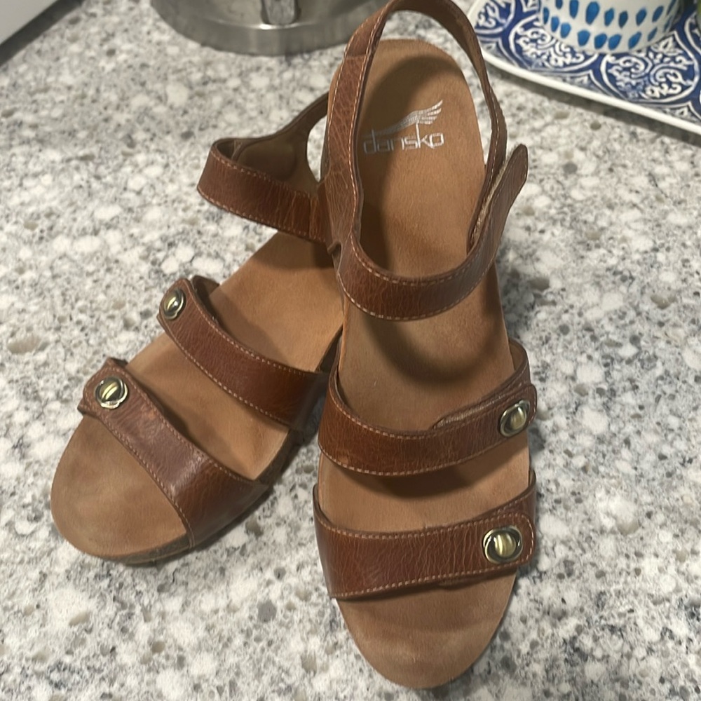 Dansko Brown Leather Buckle Sandals